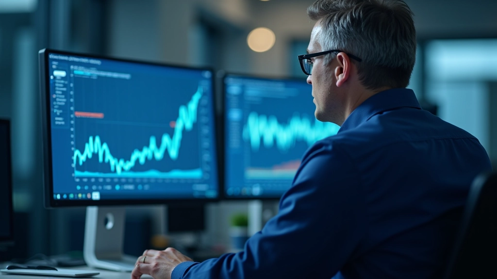 Dashboard mit mehreren Wirtschaftsindikatoren und Echtzeit-Datenströmen auf Bildschirm