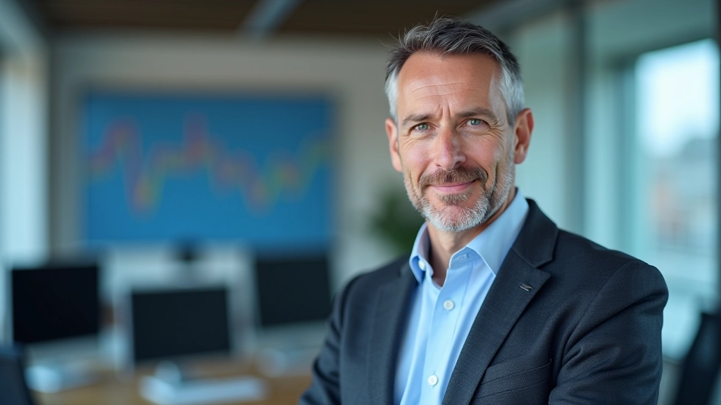 Ökonom präsentiert Wirtschaftsdaten und Prognosen in modernem Konferenzraum