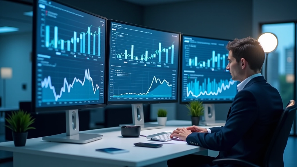 Großbildschirm zeigt ifo-Geschäftsklimaindex und Sachverständigenrat-Daten in Echtzeit